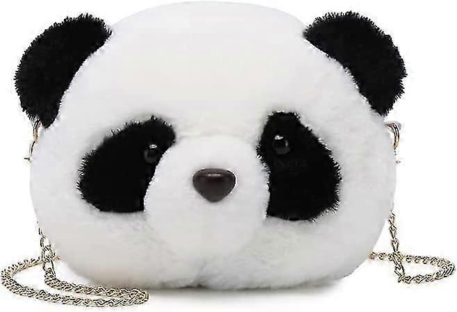 محفظة الباندا القطيفة للفتيات ، حقيبة كروس بودي كرتونية لطيفة حقيبة كتف صغيرة منفوشة ، حقيبة صغيرة أفخم مع سلسلة ذهبية قابلة للإزالة للسفر (Bl