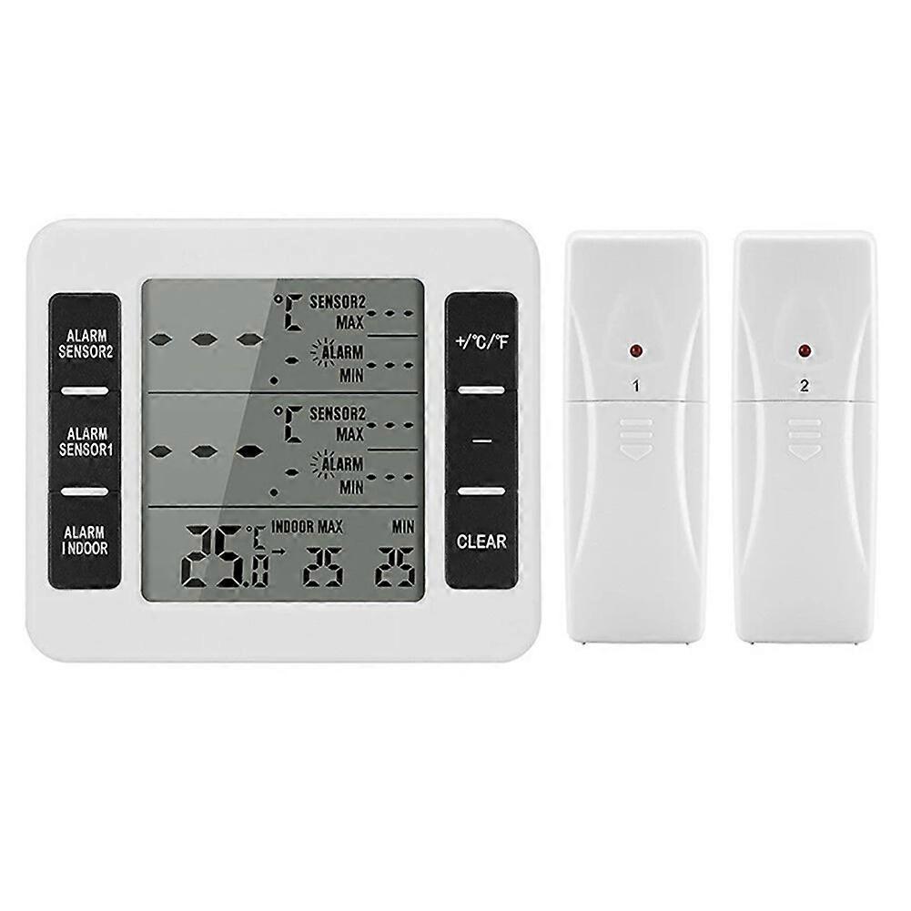 1Set Wireless Freezer Thermometer Refrigerator Thermometer Clock