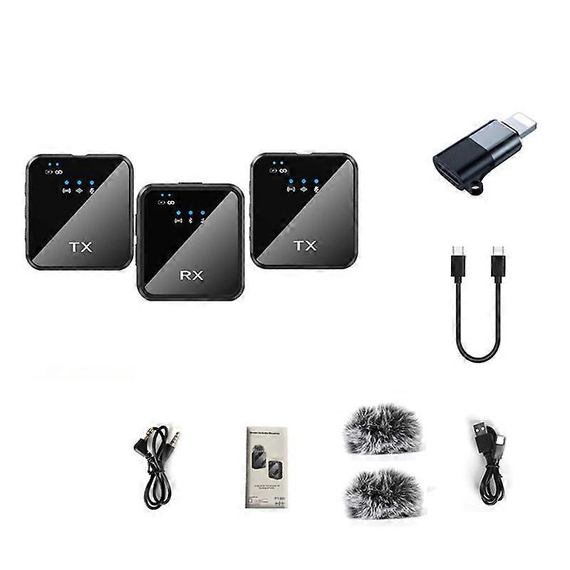 Wireless Noise Canceling Microphone System Portable Collar Clip Microphone Podcast Interview Camera 