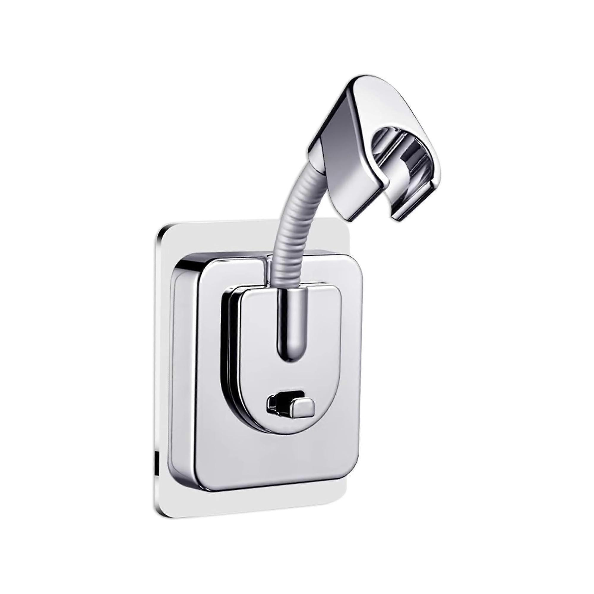 Shower Head Holder Wall Mount 360° Adjustable NoDrill Adhesive Bracket for Bathroom Chrome