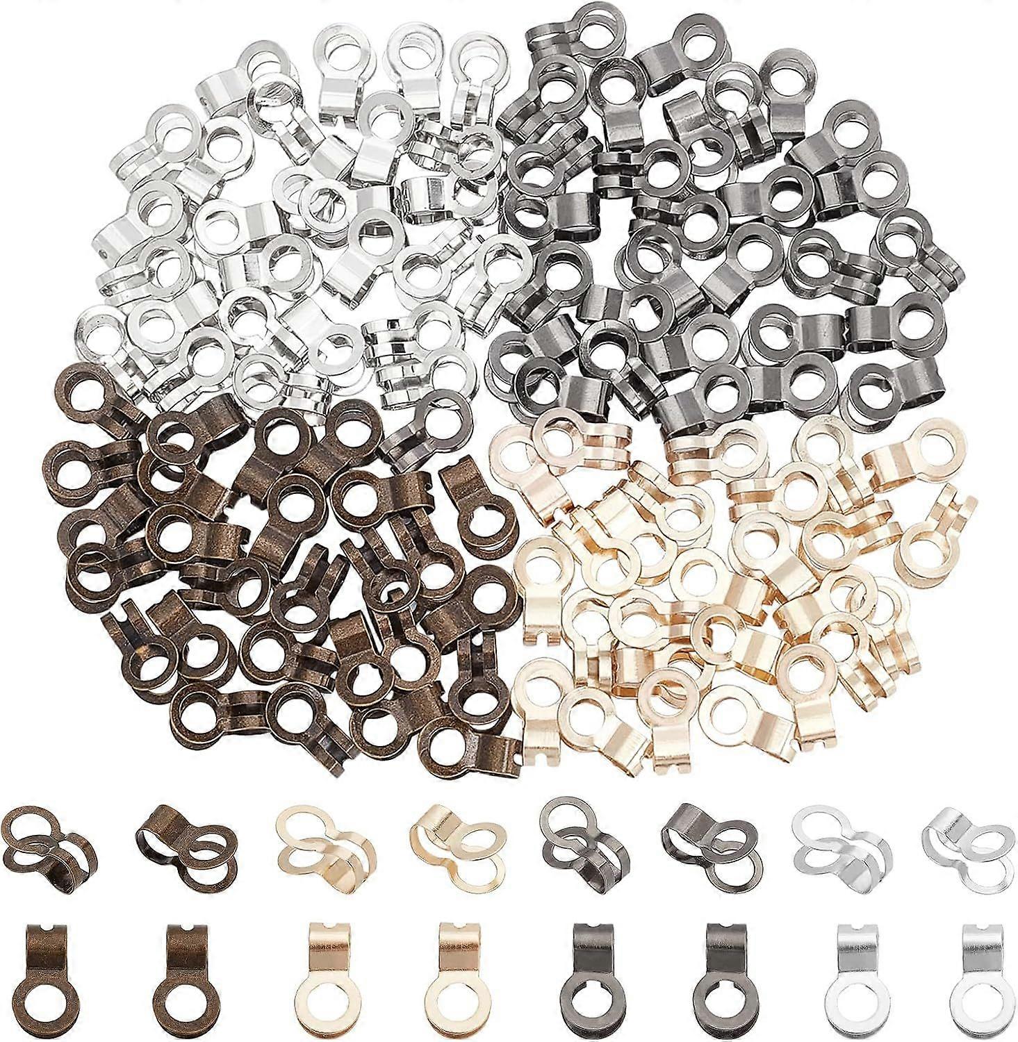 120 Pcs Ball Chain Pull Loop Connectors 4 Colors Double Ring Style Link Loop Connection Chain Connectors Jewelry Clasp Findings for Bracelets Necklace