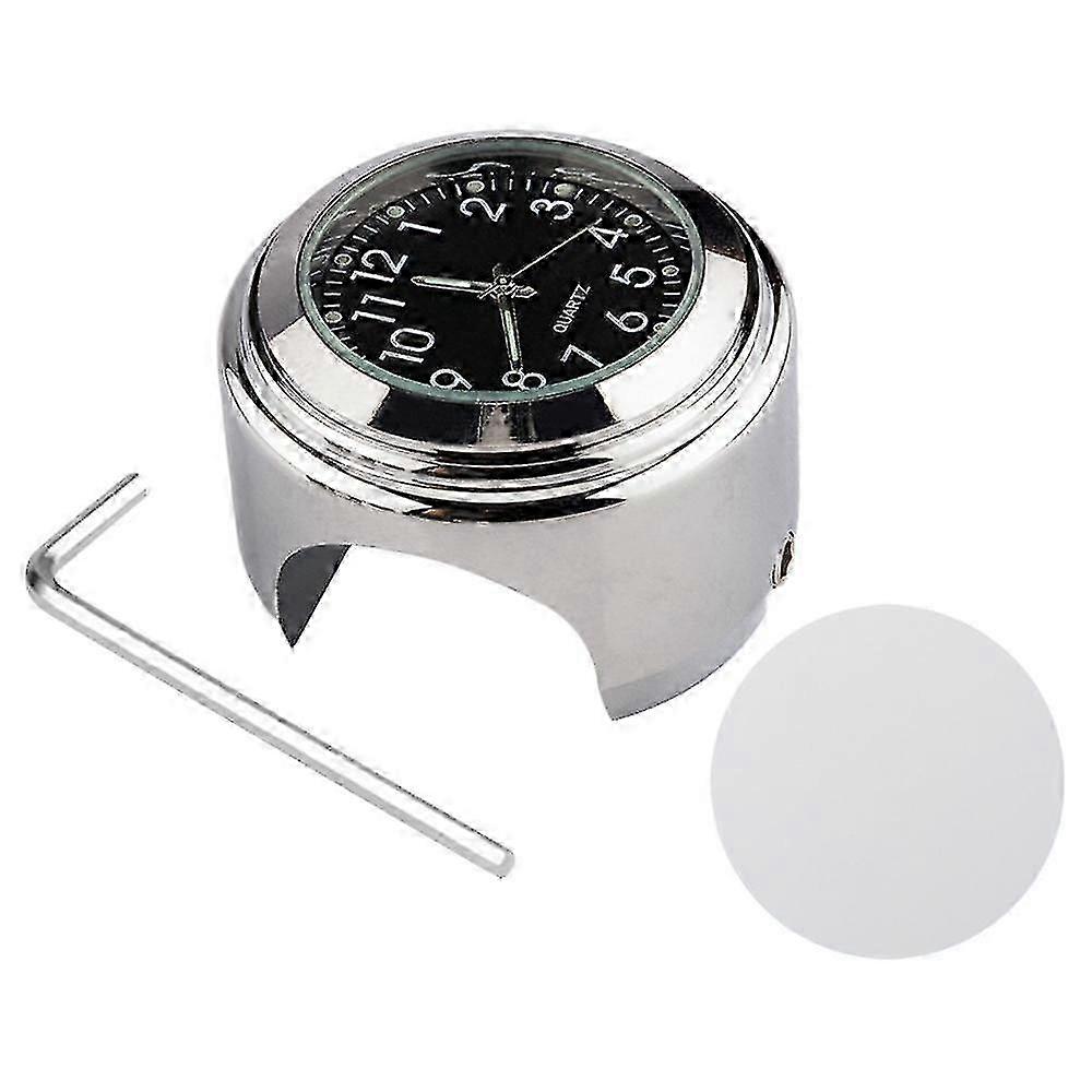 Alloy Motorcycle Bike Clock 22-25.4mm Handlebar Luminous Clock/Thermometer-Clock Shell White Dial