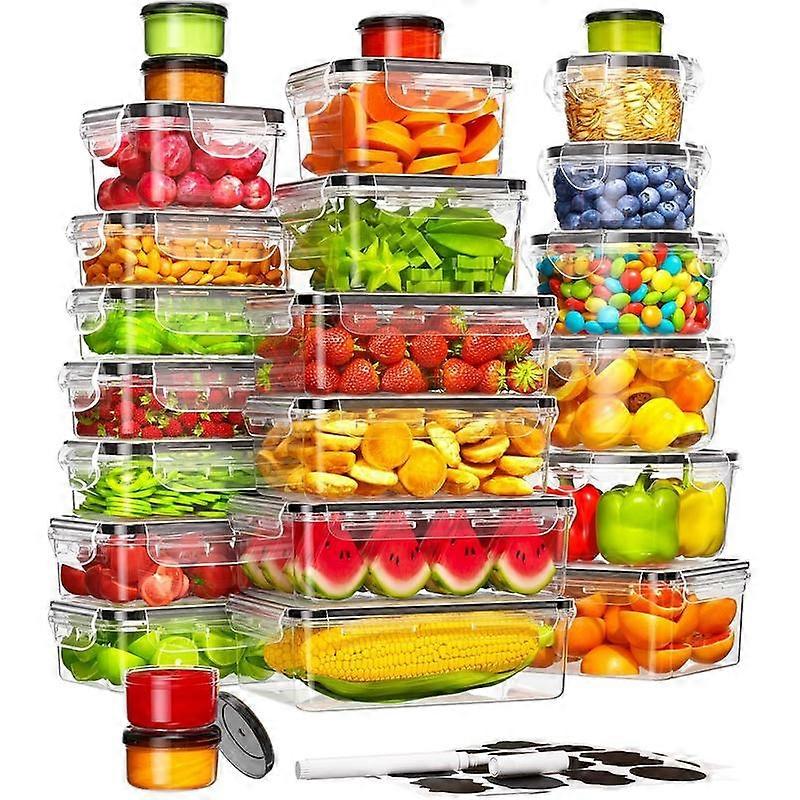50 count  Storage Containers with Lids(25 Containers & 25 Lids),  Plastic  Containers for Kitchen Storage and Organization, Leak Proof Meal 