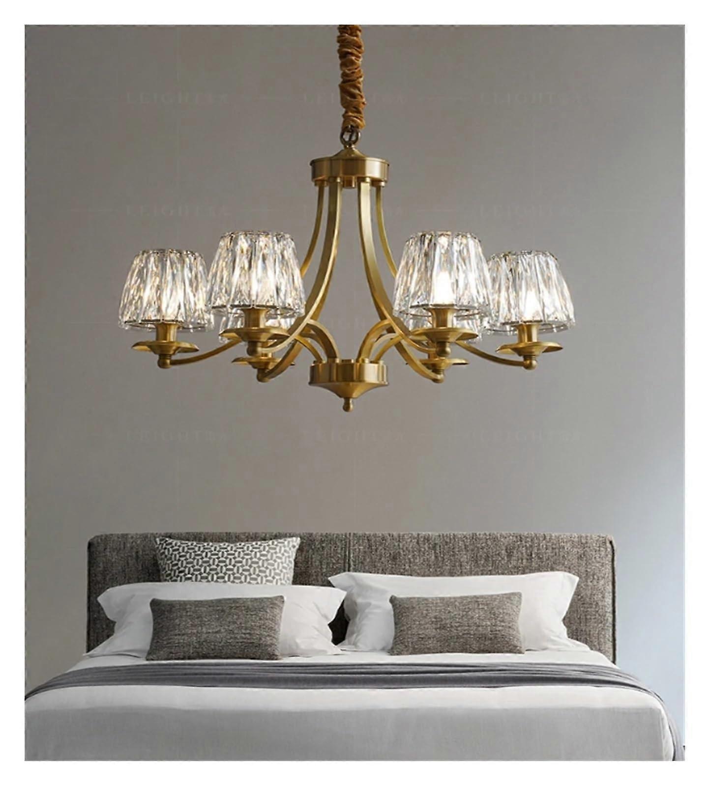 Modern Gold Pendant Light with Dual Installation, Elegant Golden Finish, 6Head Warm Ambient Glow