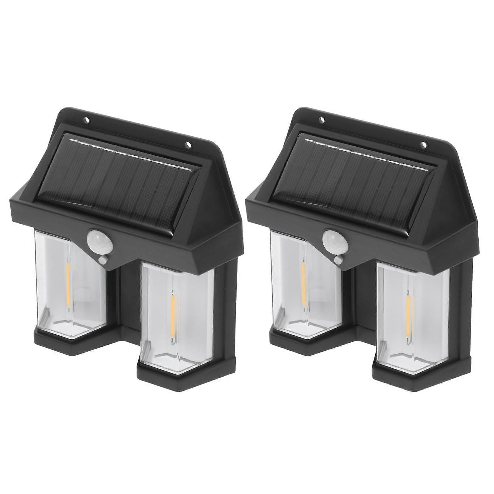 2pcs Solar Powered Outdoor Lights with Tungsten Bulb for Garden Fence and Deck Security