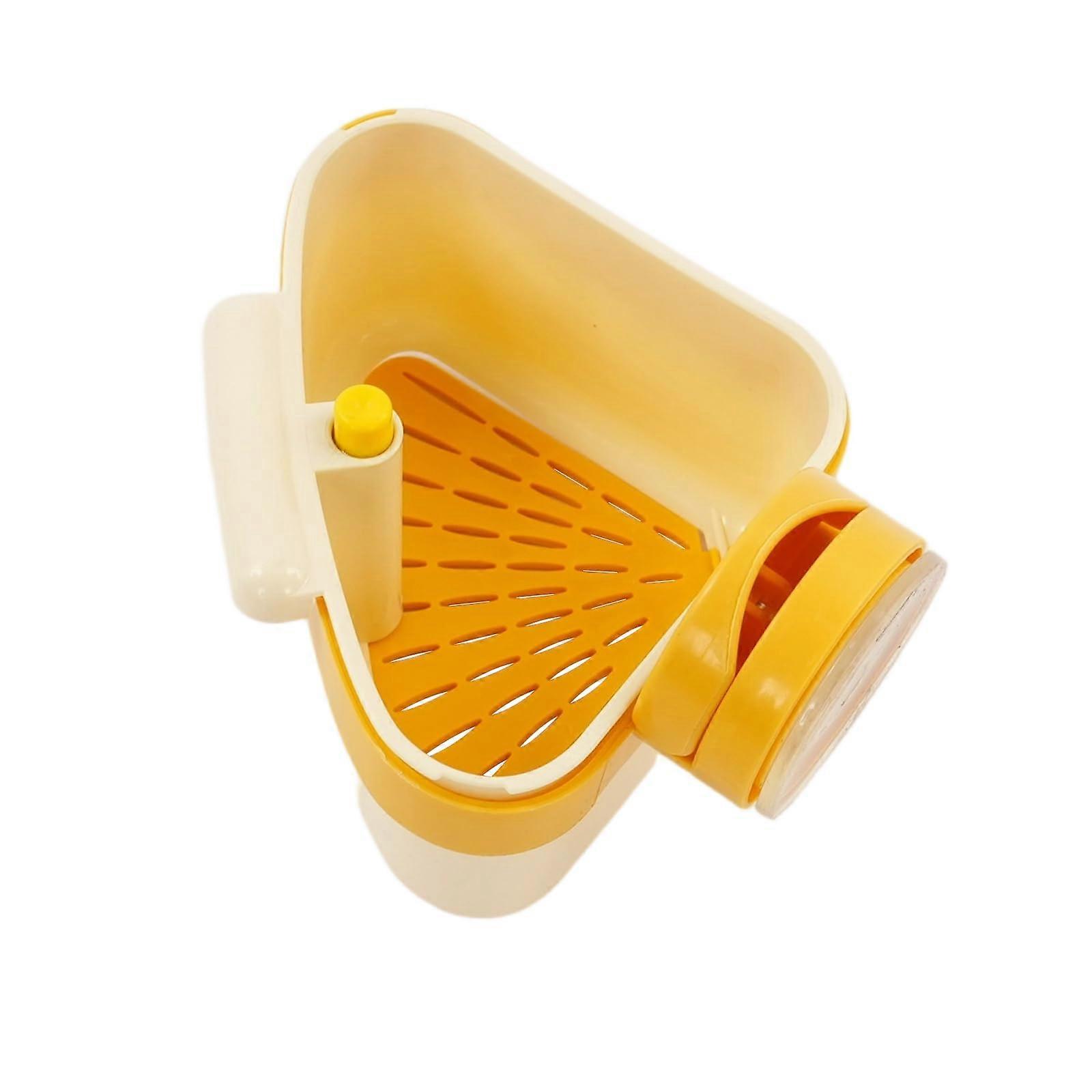 Sink Strainer Basket, Triangular Corner Organizer with Stable Suction, Small Yellow for Kitchen