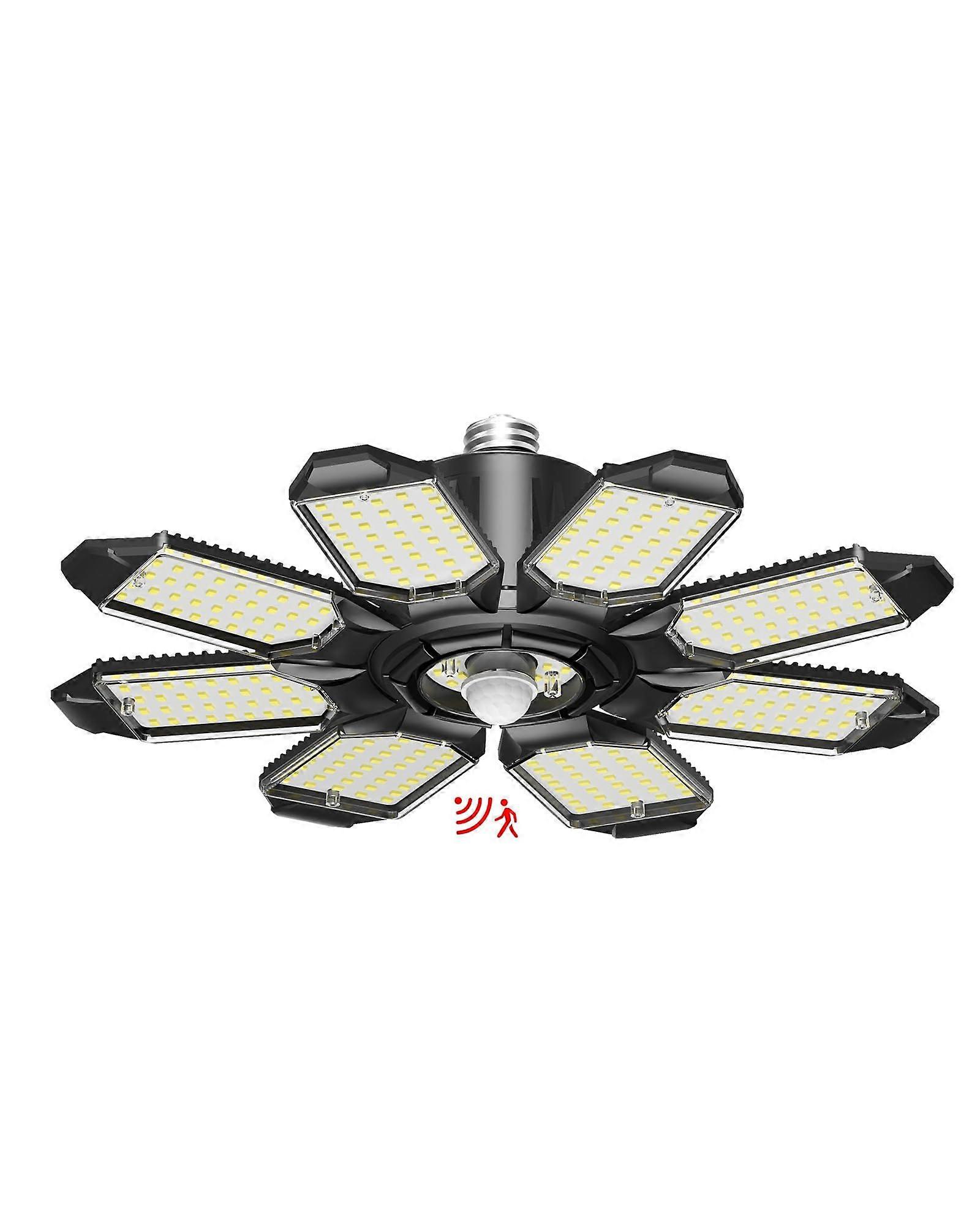 LED Garage Ceiling Light with Motion Sensor 25000LM E26 Dusk to Dawn Adjustable Panels 1 Pack