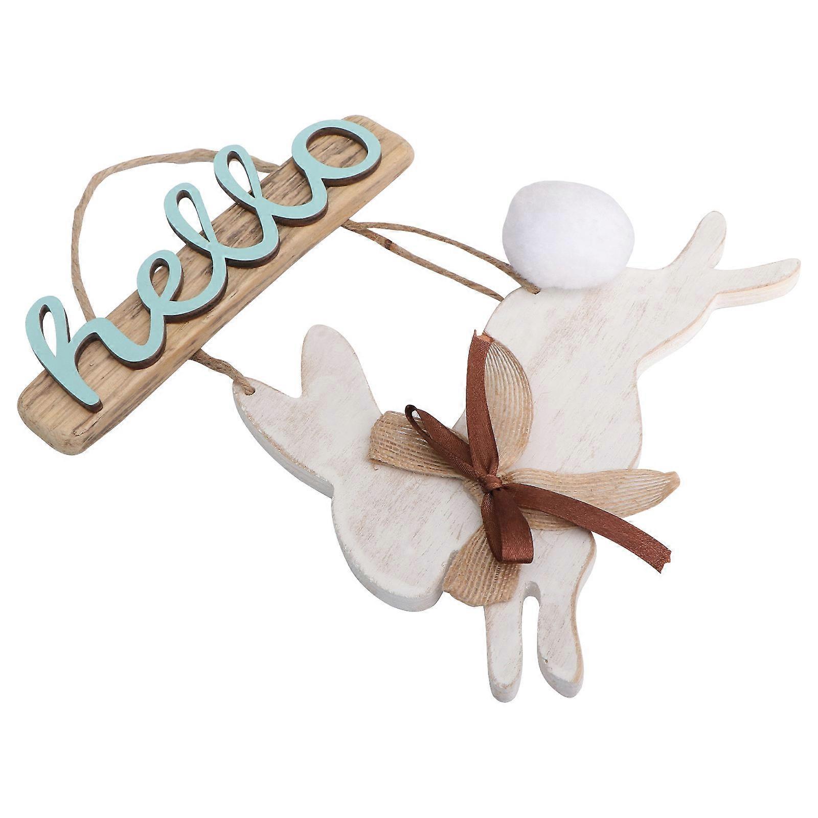 Decorative Easter Bunny Wooden Art Crafts for Easter Party 3Pcs Khaki