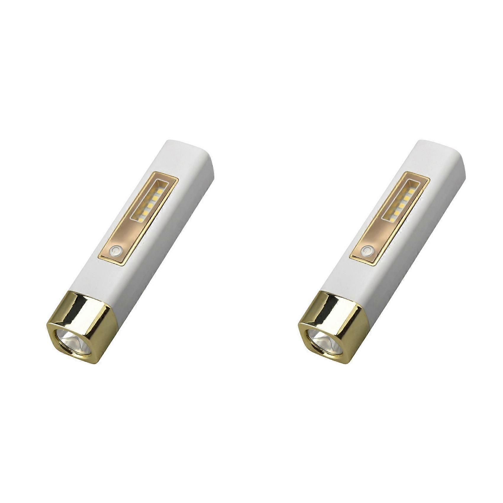 2X Outdoor Camping Emergency Small Portable Rechargeable Torch 18650 Lithium COB LED Flashlight Gold
