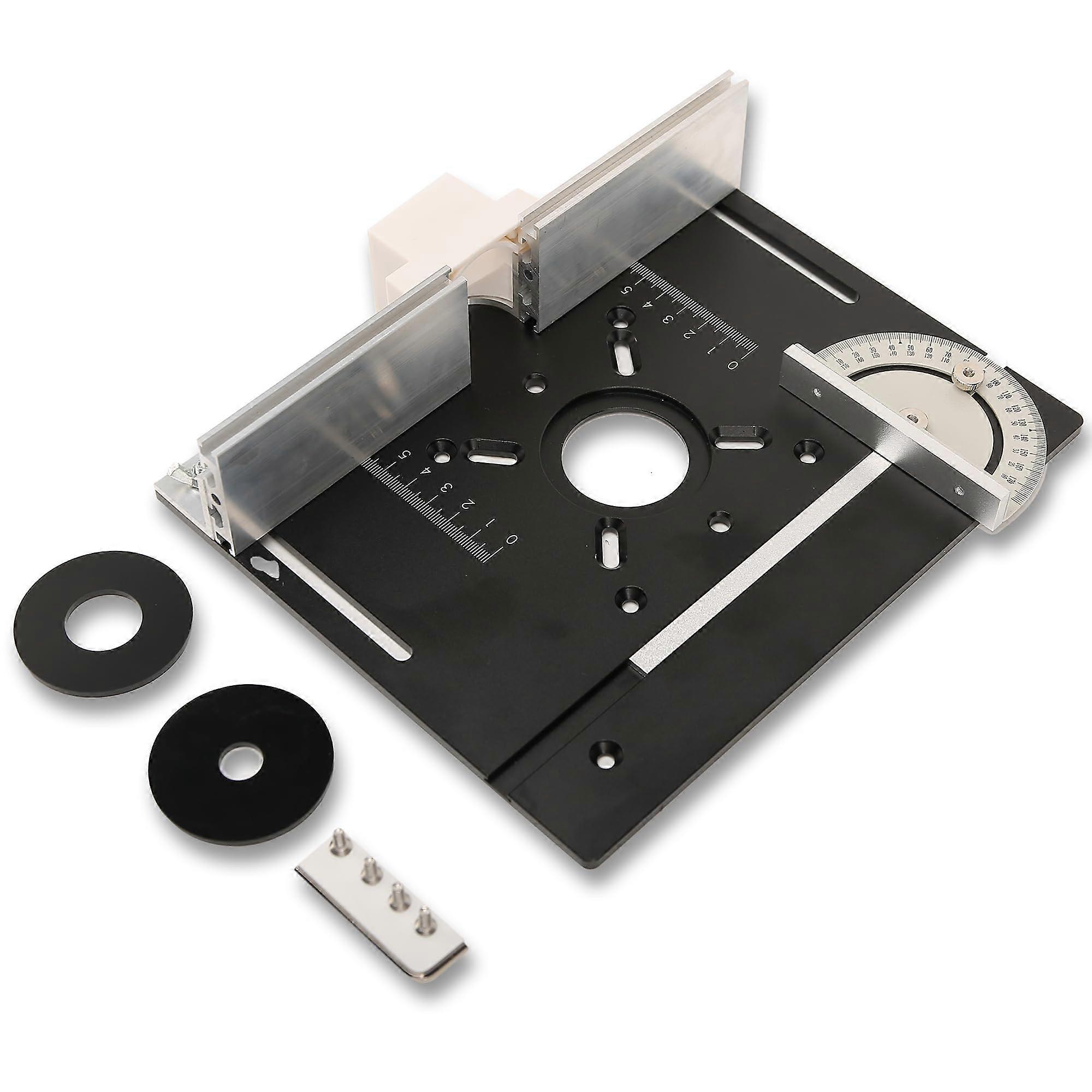 Router Table Insert Plate Aluminum PrecisionMachined Surface with LaserEngraved Scales Black