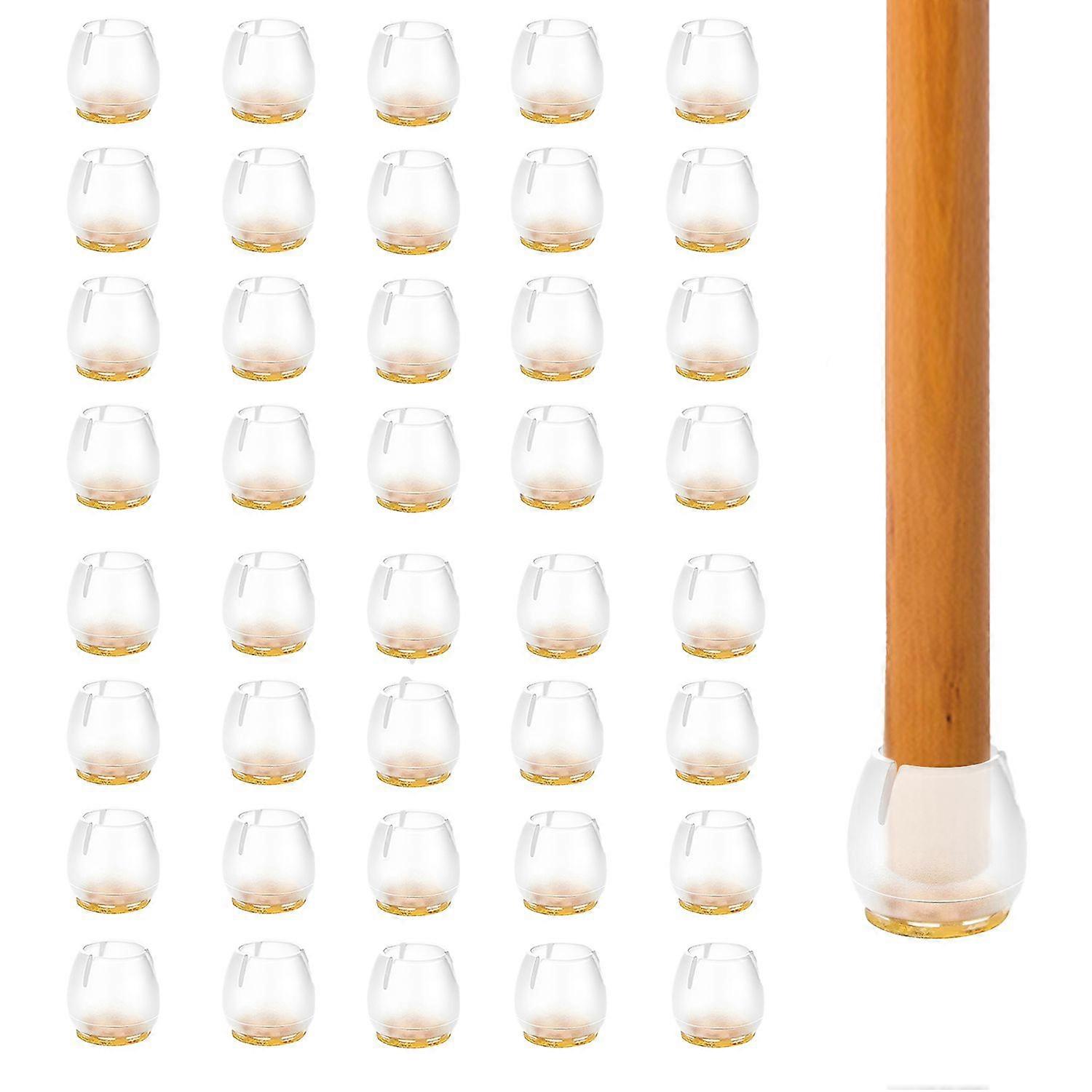 40 件套透明椅子底盖桌腿套 - 棕色，适用于 12 - 16 毫米宽的椅腿 - 用于保护家具、地板和表面