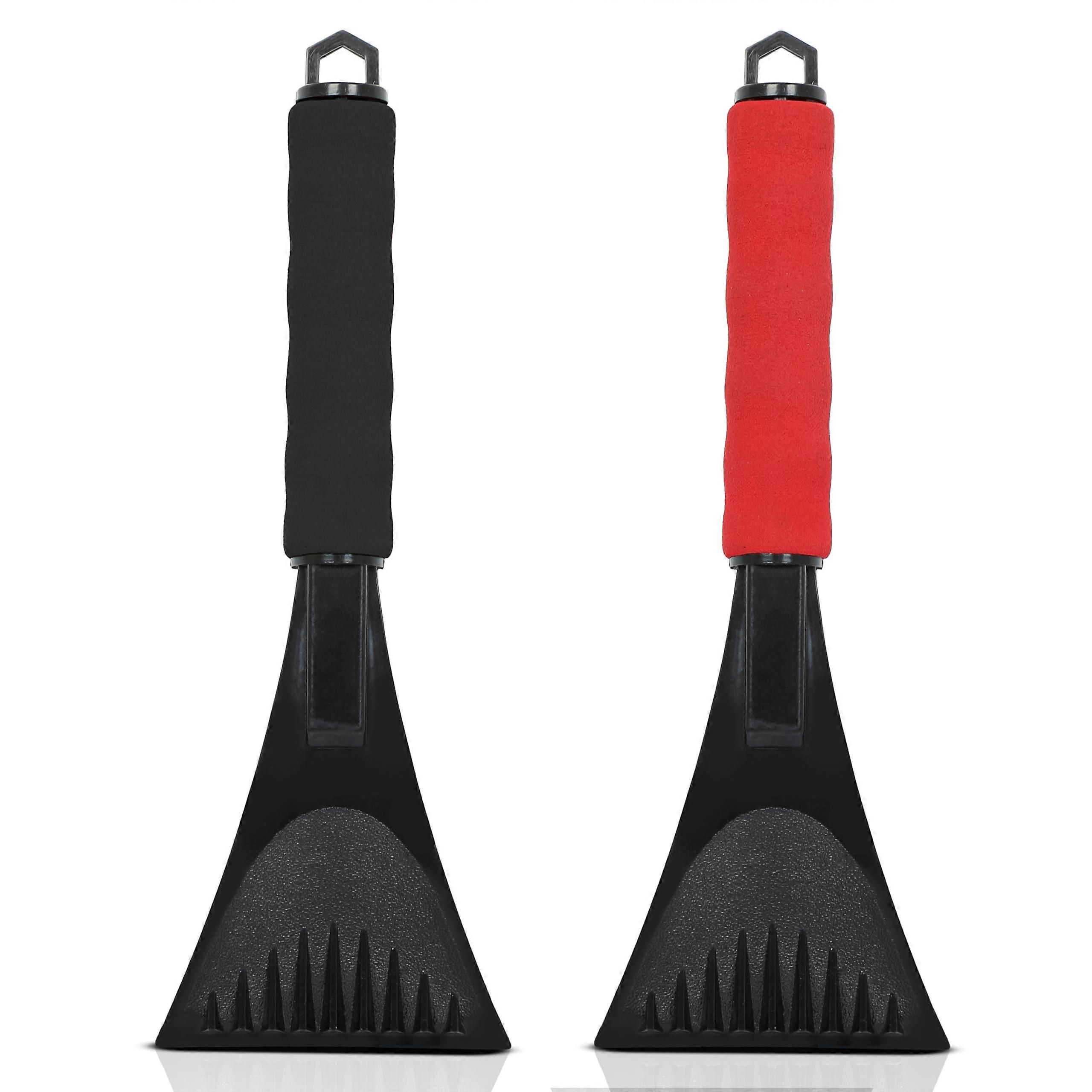 Ice Scraper for Car Windshield with Foam Handle, 2 Pack Durable ABS Snow and Ice Crusher Blades
