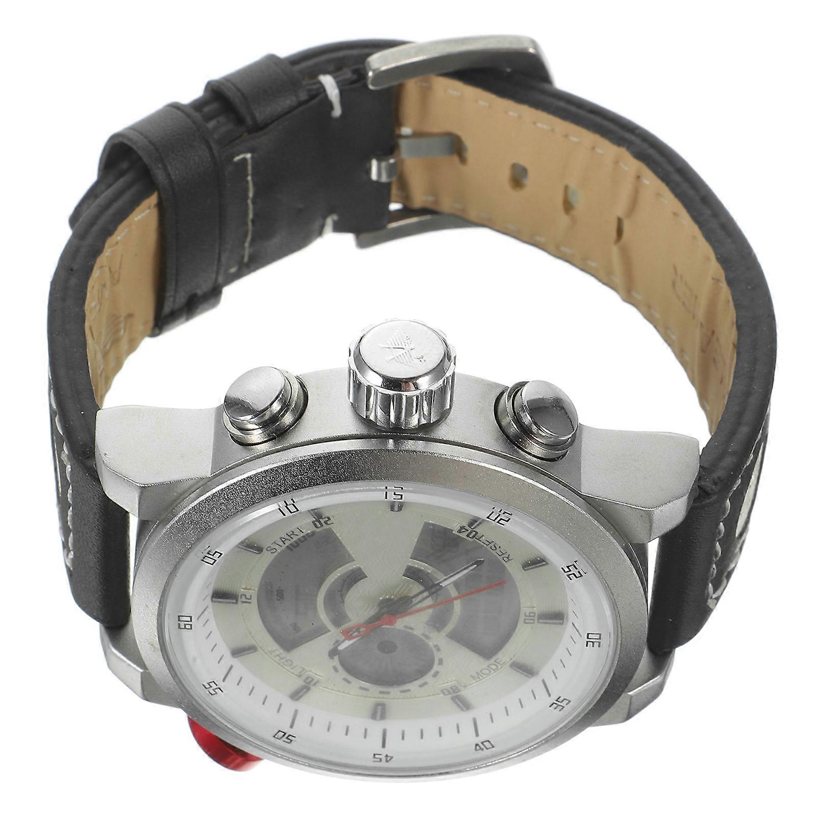 Men's Quartz Watch Electronic Double Display for Men White