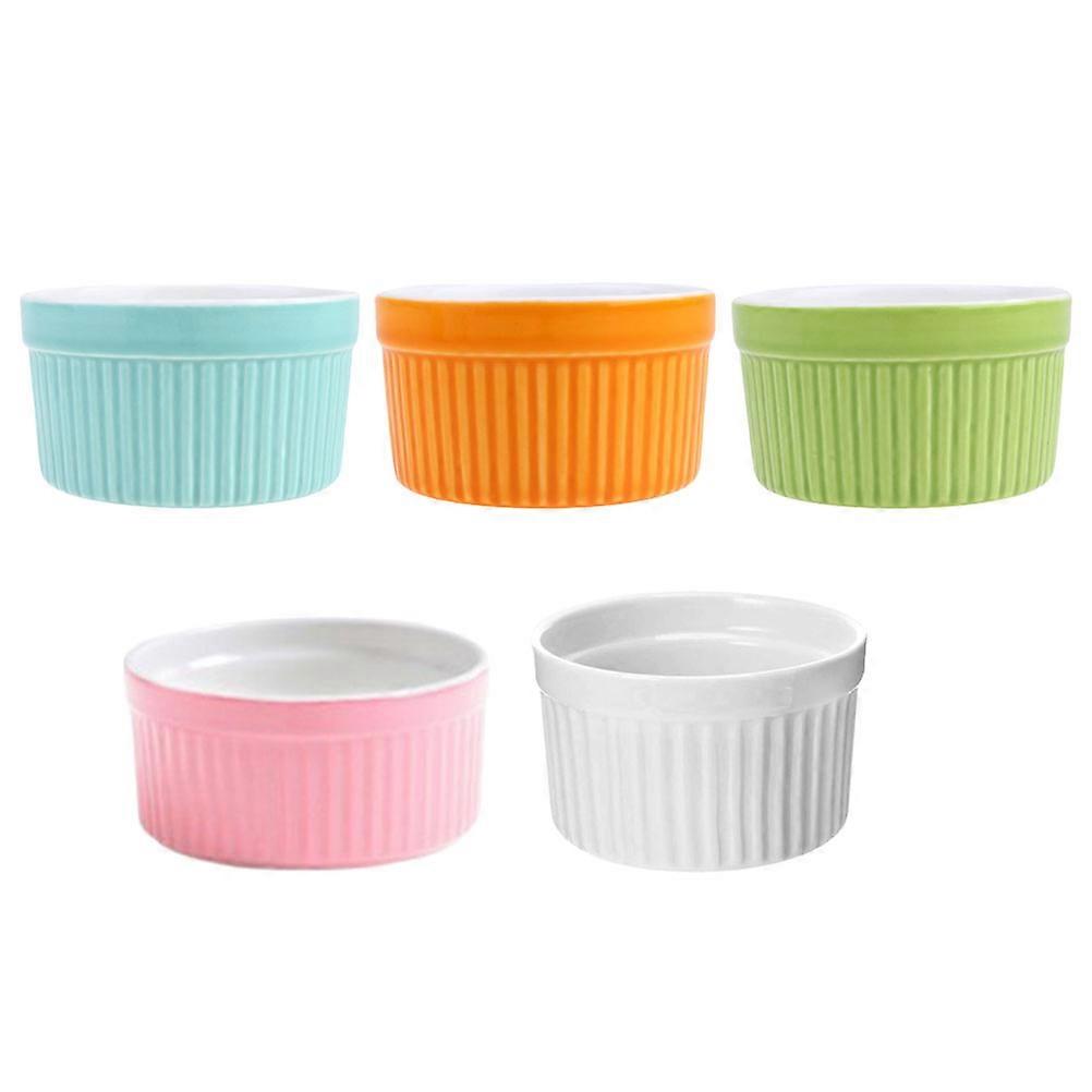 5Pcs Ceramic Baking Bowls for Baking Use Assorted Color Ramekins