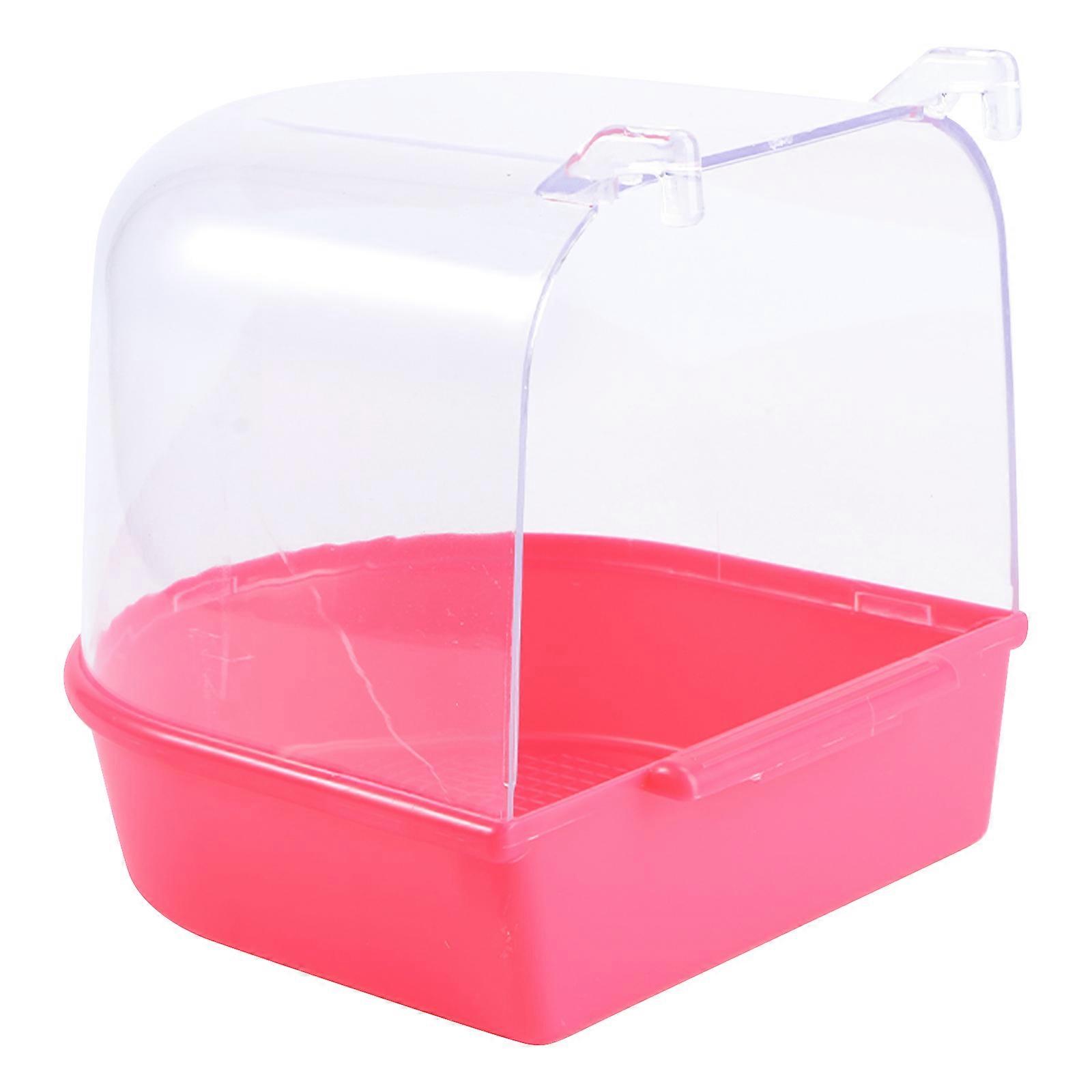 Bird Bath Cage Caged Bird Bath Covered for Parrot Red