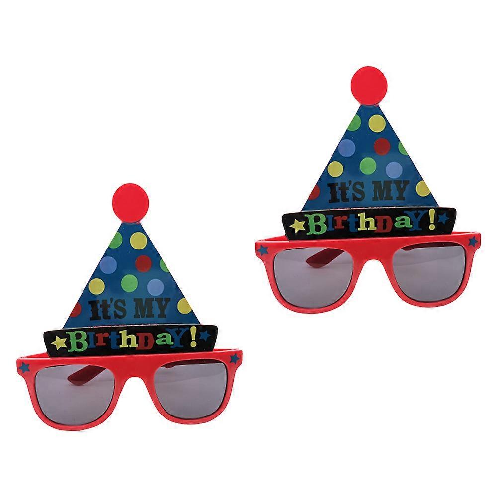 Birthday Eyeglasses Plastic Hat Design Glasses for 2Pcs