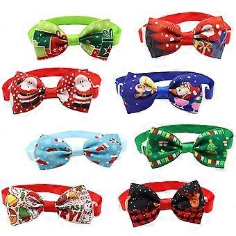 Pet Collars with Bow Tie for Christmas Festival Decor 8Pcs Set