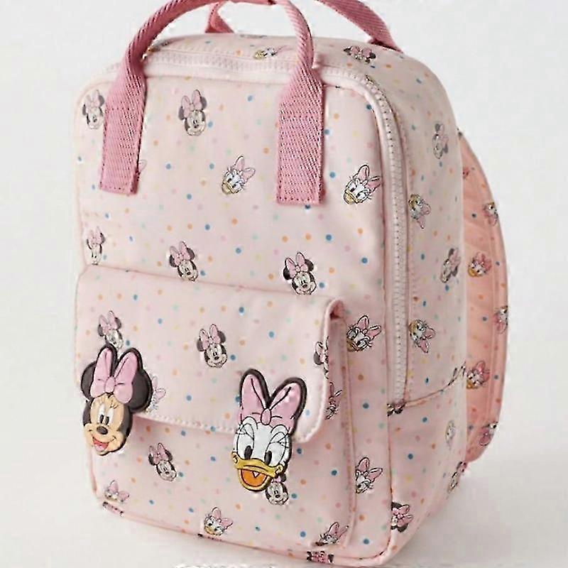 2025 MINISO New Mickey Mouse Cartoon Fashion Backpack Women's Minnie Canvas School Bag Large Capacity Backpack Girls Mochila