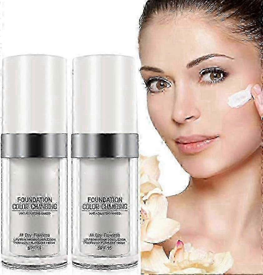 2025 Color Changing Foundation,Flawless Color Changing Foundation Makeup Base Nude Face Liquid Full Coverage Concealer, Concealer Cover Cream