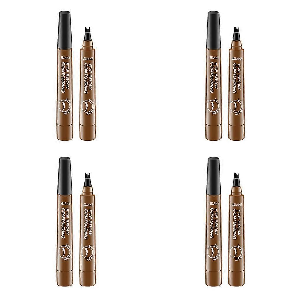 Microblading Eyebrow Pen 4 Tip Waterproof Smudge Proof Brow Marker 4 Pack Light Brown
