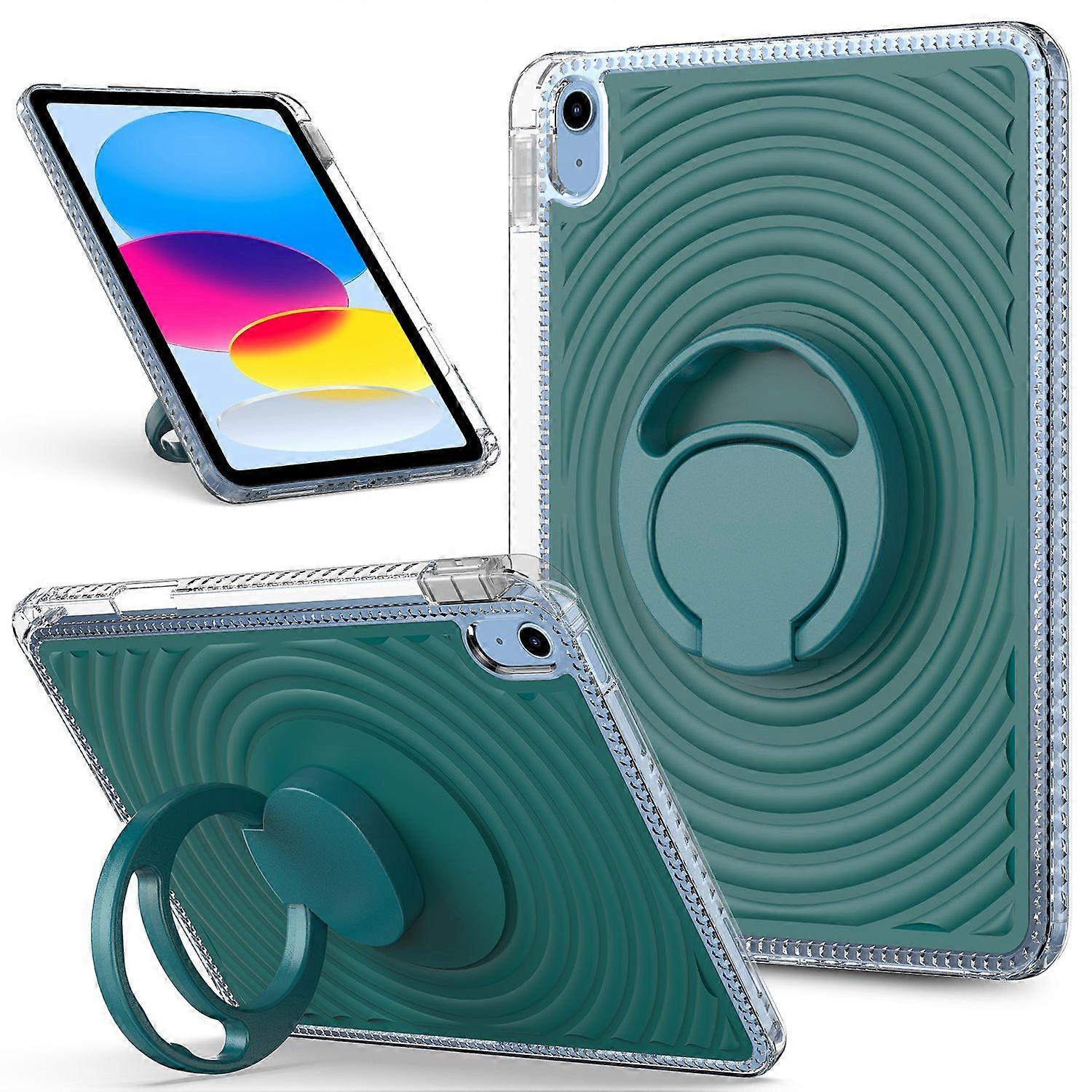 For iPad (2025)/10.9 (2022) Case Kickstand Wave Pattern Shockproof TPU + PC Tablet Cover
