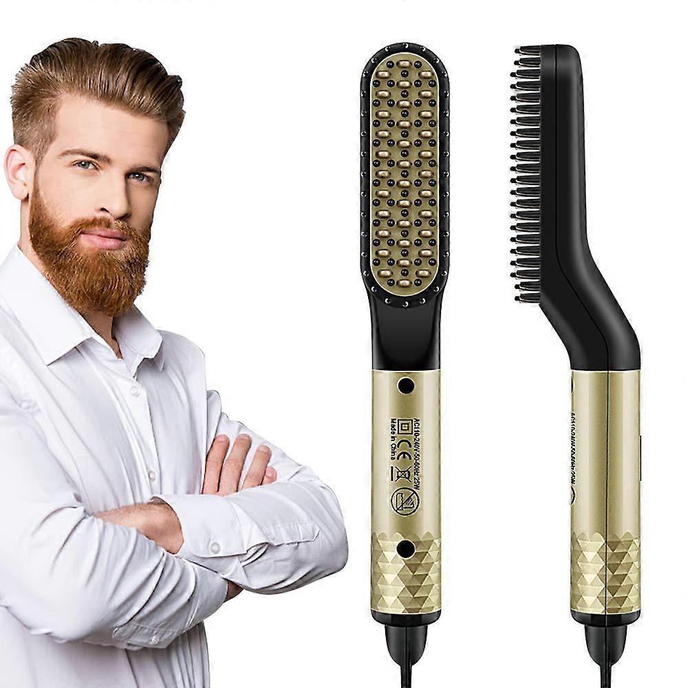 Beard Straightener Brush with Fast Heating Ceramic Ionic Comb, AntiScald, Dual Temp, Travel Size