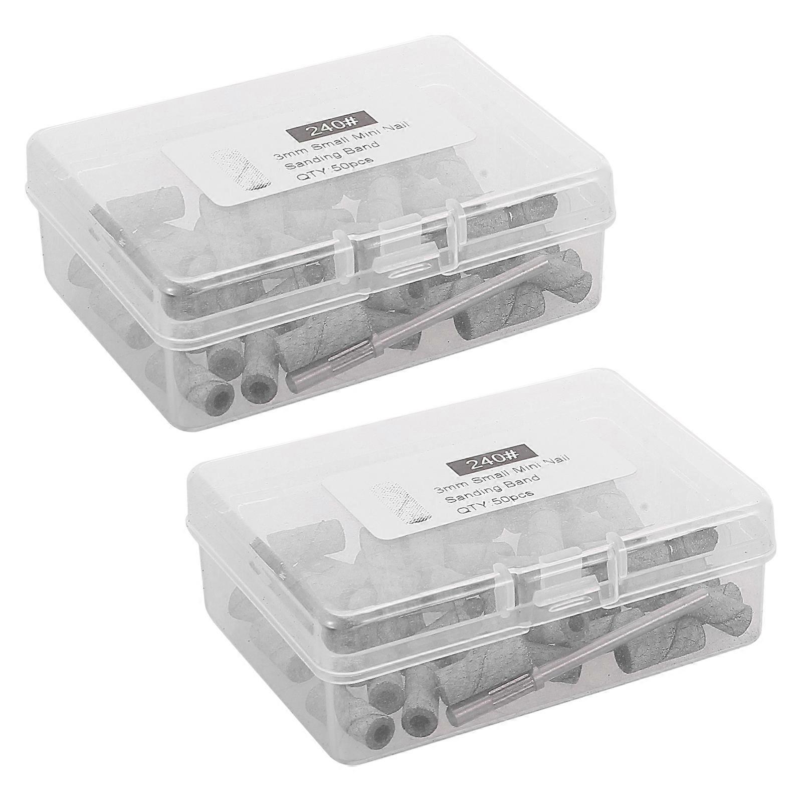 Nail Drill Bits Sanding Bands for Gel Removal 2Sets Silver Manicure Tools