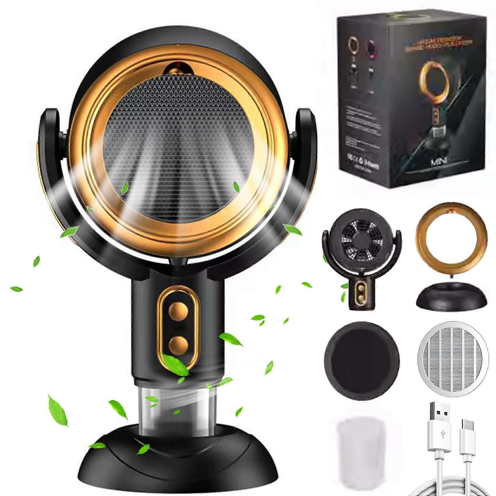 Smoke Air Purifier with Smart Smoke Sensor, Low Noise, Removable Washable Filter, Gold PlugIn
