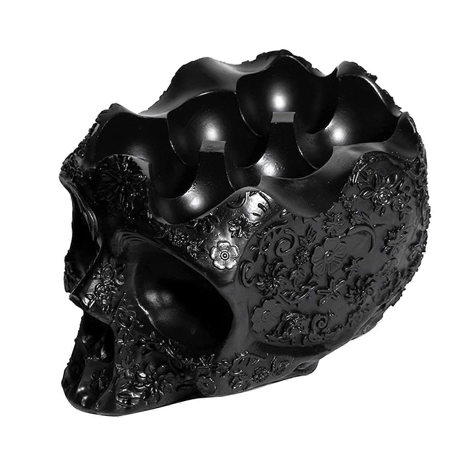 Gothic Skeleton Egg Holder Black Resin Rack Holds Six Eggs Halloween Kitchen Decor Stand