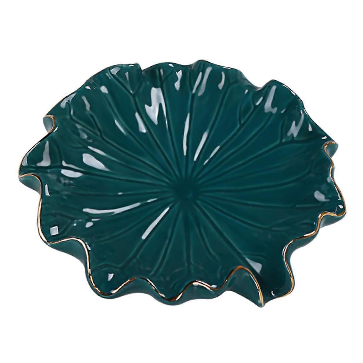 Ceramic Soap Dish with Lotus Leaf Self Draining Design for Bathroom or Kitchen Countertop Storage