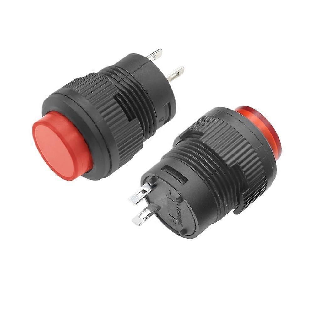 Red 16mm Momentary Push Button Switch No Light 2 Pin Compact Easy Connection R16503