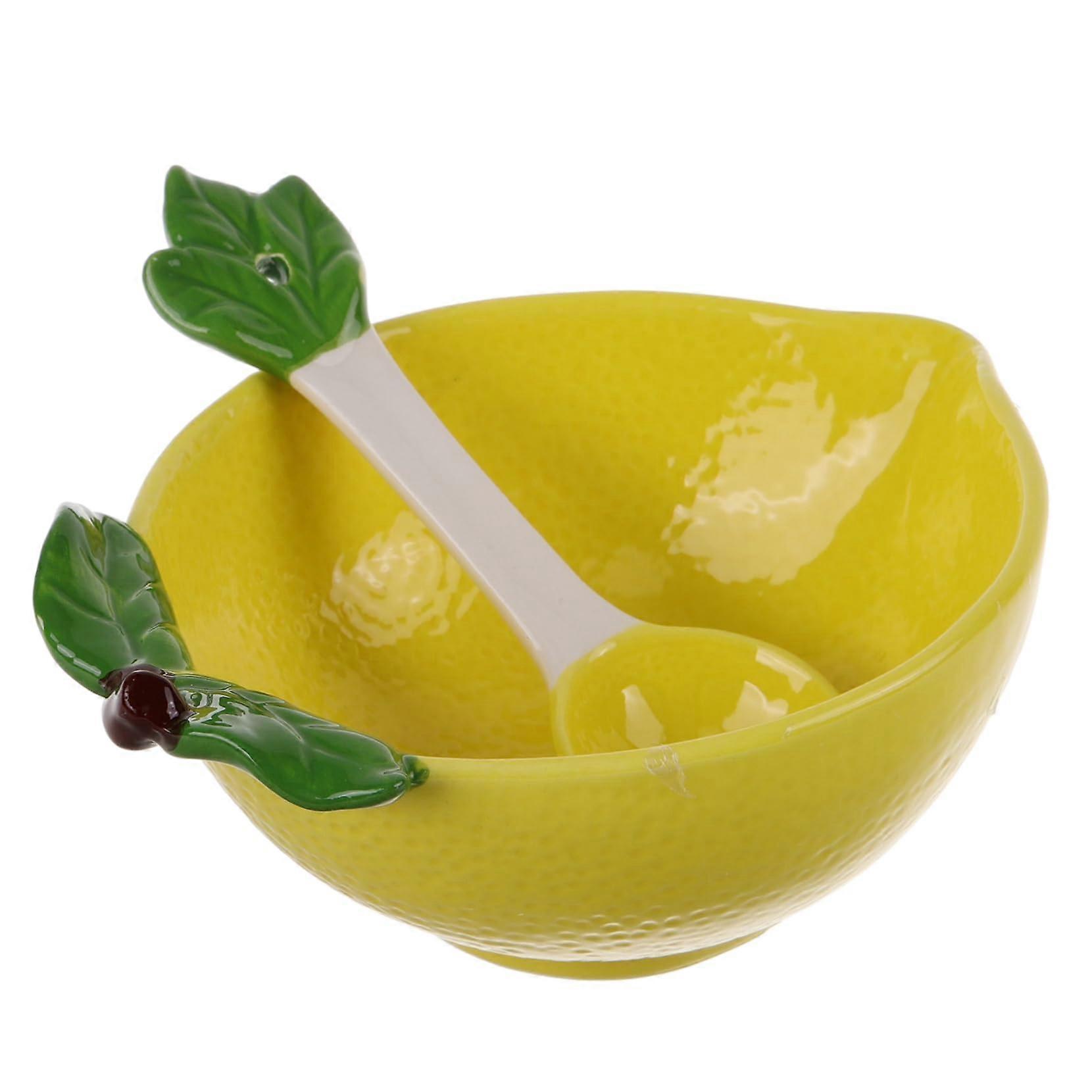 Ceramic Mixing Bowl with Spoon, Multi Functional Salad and Fruit Serving Bowl, Easy to Clean