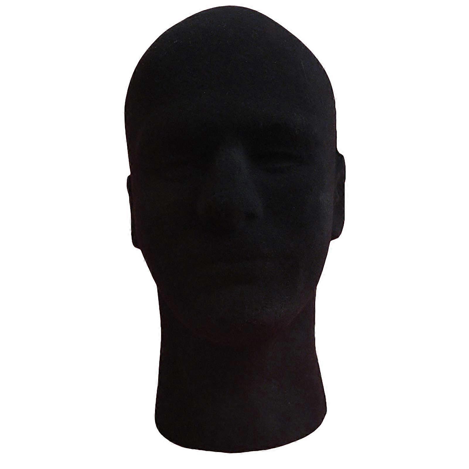 Mannequin Head with Soft Black Flocking Surface for Wigs, Lightweight Durable Foam Wig Stand