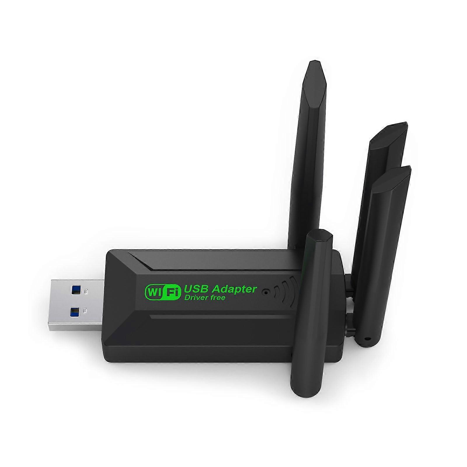 USB WiFi Adapter 1300Mbps Dual Band with 4 Adjustable Antennas for Long Range Coverage