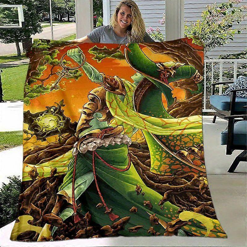 elf Forest Guardian Key Magic Soft Flannel Blanket Vibrant
