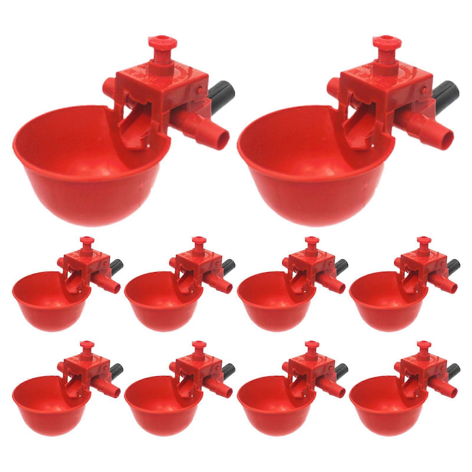 Automatic Chicken Waterer Cups with Smart Water Control, Adjustable Red Poultry Drinking Bowls Set