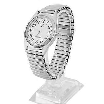 Orologio da polso sportivo da uomo e da donna in acciaio elasticizzato con numeri grandi 4X da 1,4 pollici