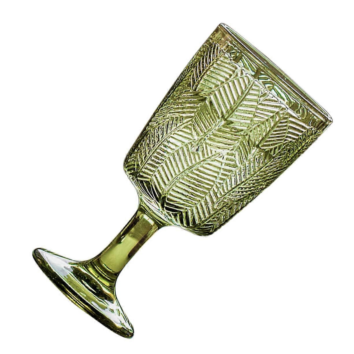 Vintage Wine Goblet 300ml Embossed Leaf Pattern Elegant Glass Cup for Parties and Dining