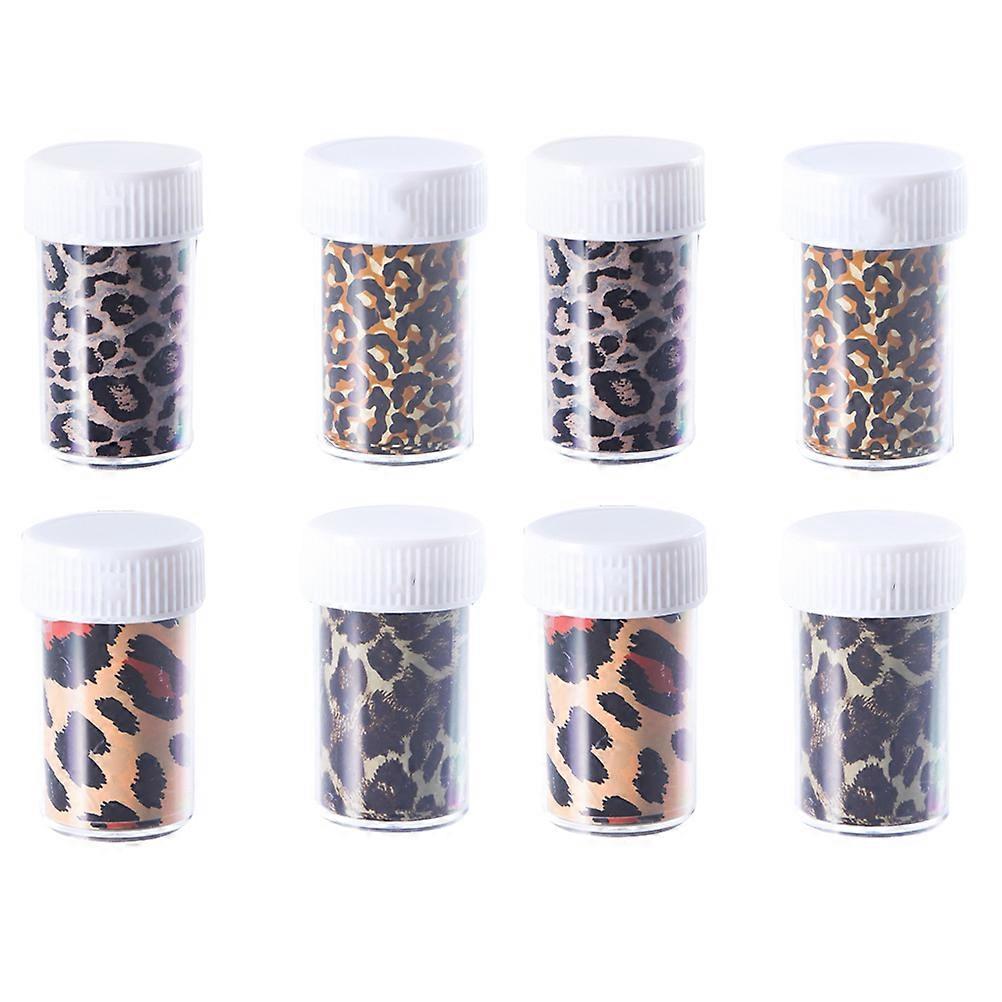 Nail Stickers Leopard Pattern Nail Decals for Decoration 8 Bottles Pack