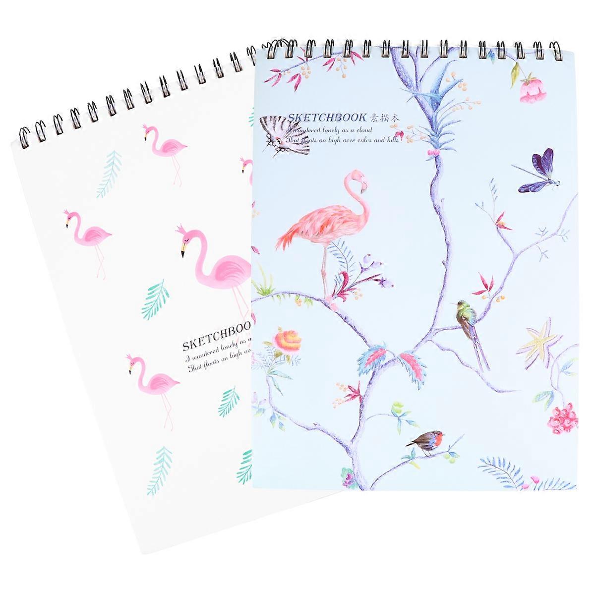 A4 Notebook Sketch Book for Drawing 2Pcs Creative Flamingo Pattern