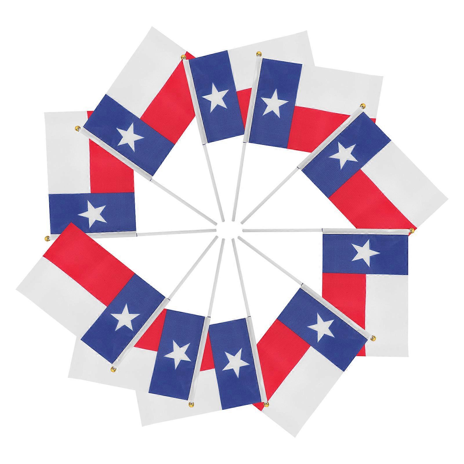 Handheld Flags Texas Flag for Party Decorations 10Pcs Polyester Plastic