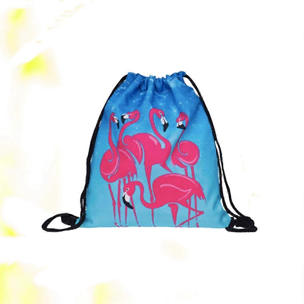 Drawstring Backpack 3Pcs for Storage Use with 3D Flamingo Printing Design