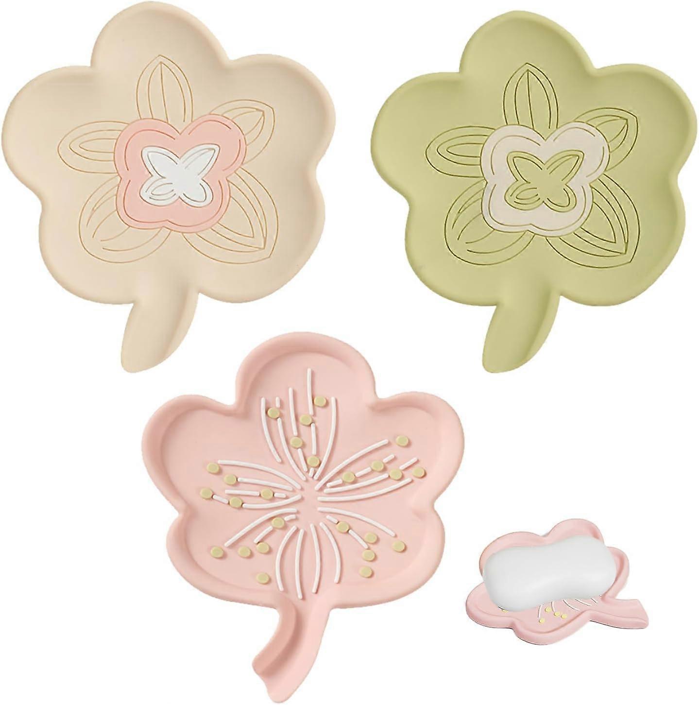 3-piece silicone soap dish drainer set