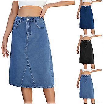 Denim Skirt,Jean Skirts for Women Denim,Women's Long Denim Skirt Stretch Jean Skirt for Office and Casual Wear Dark Blue XL