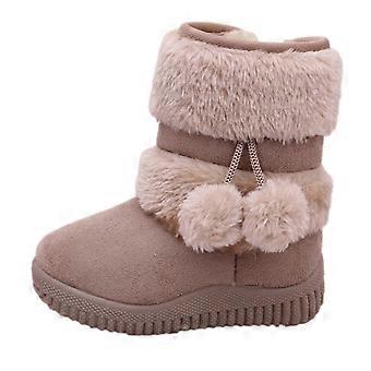 Scarpe per bambine, stivali da neve per bambine, scarpe da esterno antiscivolo con cerniera laterale, beige