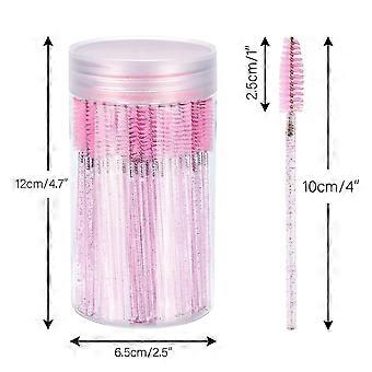 Lot de 100 brosses à cils jetables roses avec étui