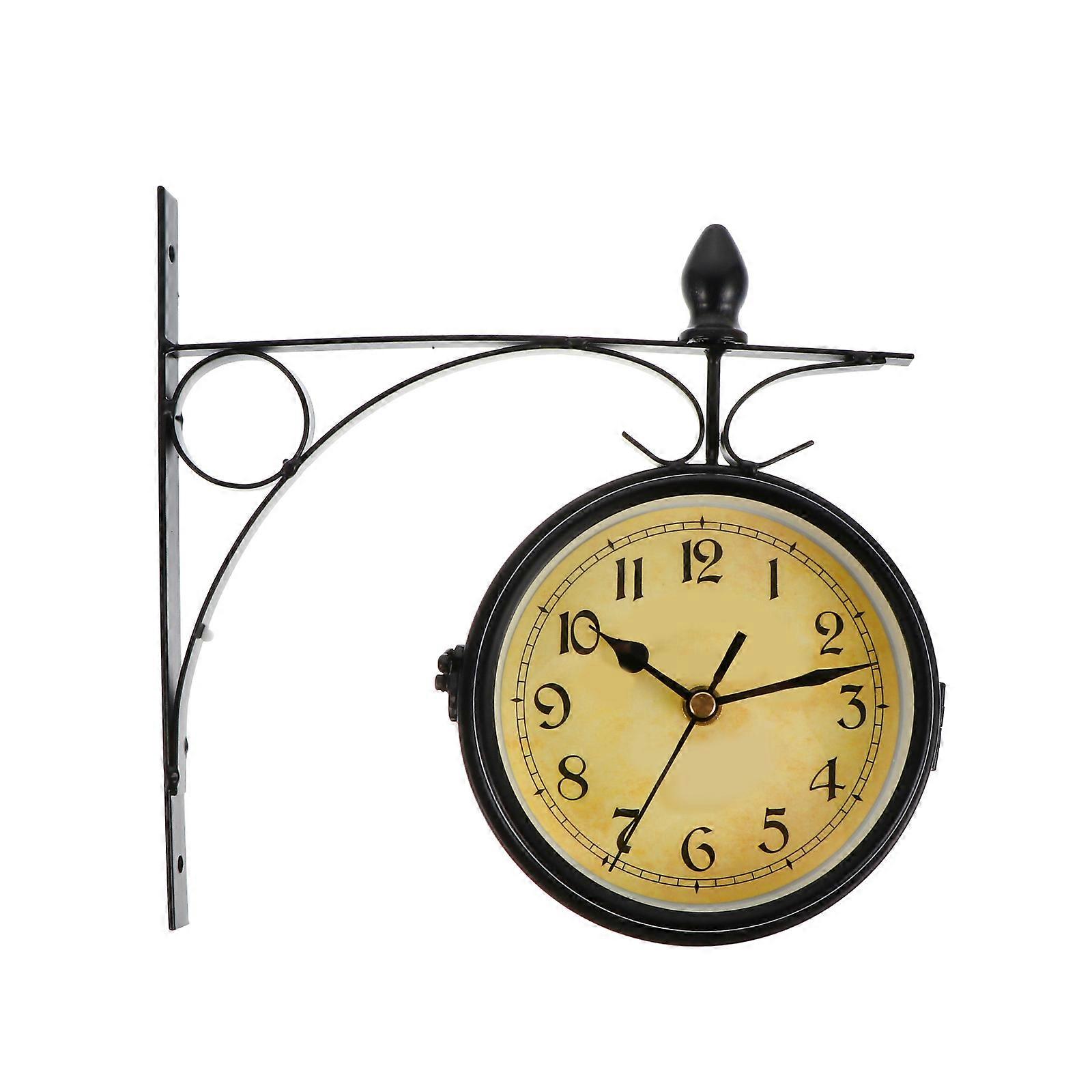 Wrought Hanging Clock Retro Double-Sided Wall Clock for Decoration