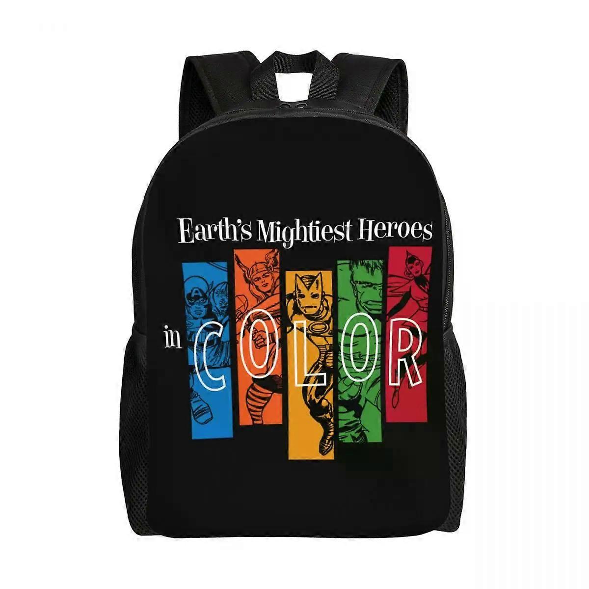 LA364 Captain America Earth Superhero Backpack for Girls Boys Spider Man School College Travel Bags Bookbag Fits 15 Inch Laptop