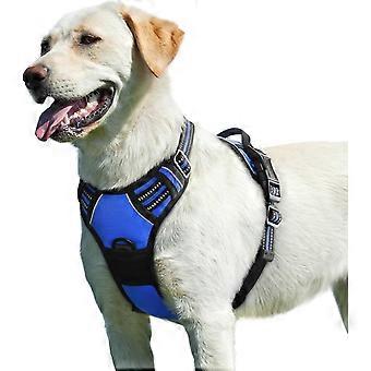 Dog Harness No Pull, Walking Pet Harness with 2 Metal Rings and Handle Adjustable Reflective Breathable Oxford Soft Vest Easy Control Front Clip for L
