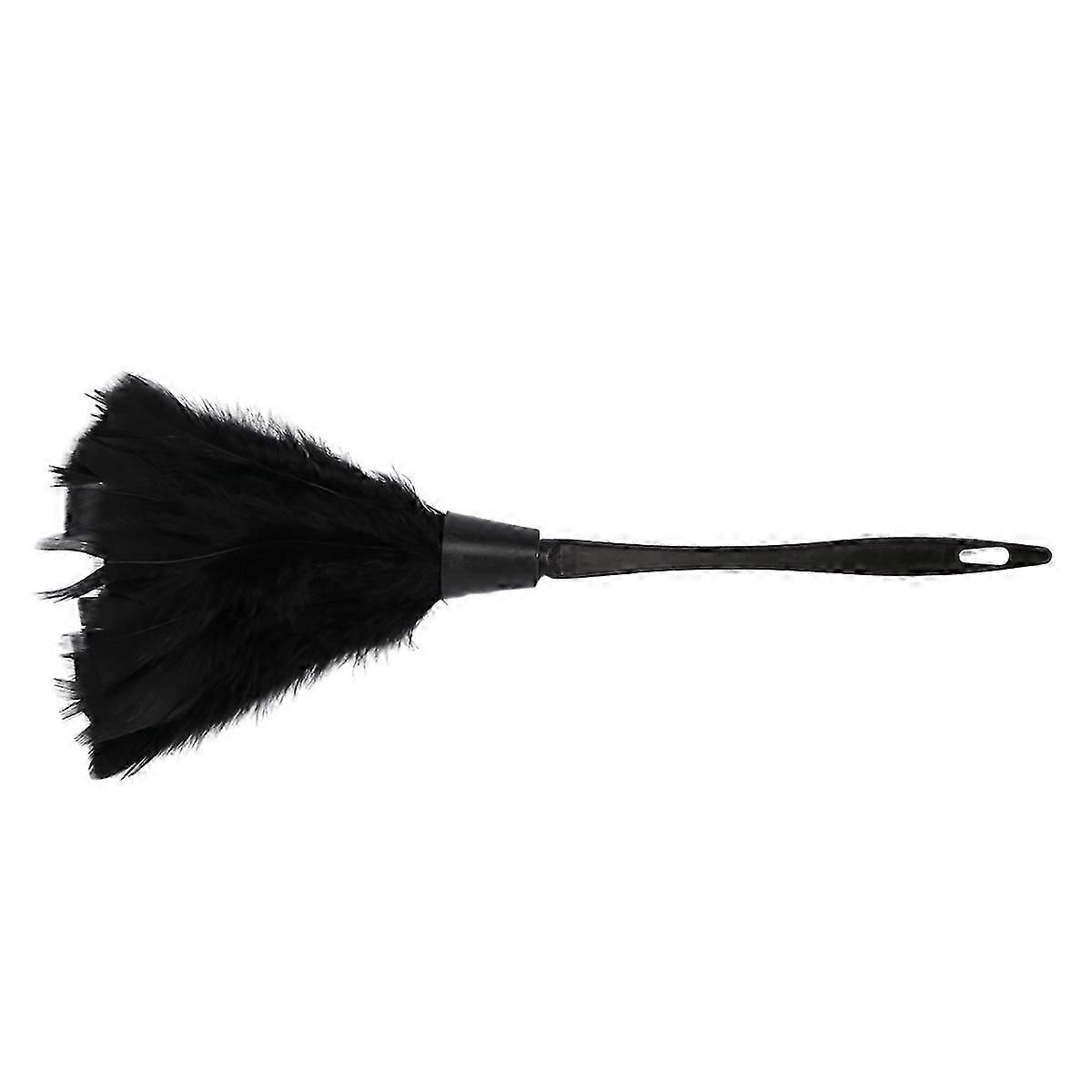 Natural Feather Duster with Black Plastic Handle, Versatile Cleaning Tool for Home, Car, Office, 35cm, 1 Pack